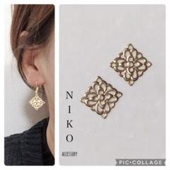 【509】ゴールド菱形シンプルピアスイヤリング