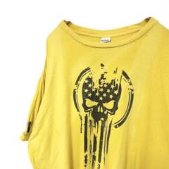 ドクロ　ロック ギルダンGILDAN 半袖Tシャツ　イエロー　2XL