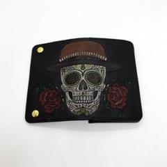 ミドルトラッカーウォレット 真鍮 ★メキシカンスカル&ローズ★