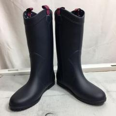 新品★LLサイズ★24.0-24.5cm★ロングレインブーツ★完全防水★ネイビー