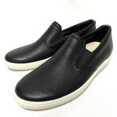 ❀美品 ecco フラットシューズ 黒 ブラック 24cm レザー ecco エコー レザースリッポンシューズ ブラック 24 5cm 日本製