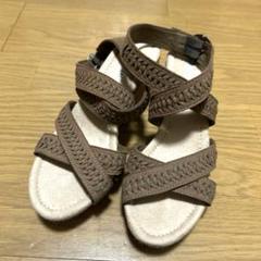 ミネトンカ　ウェッジソール　サンダル　茶色　ストラップ　23cm