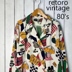 希少デザイン VINTAGE 古着レトロアンティーク ぱんだ ブラウスシャツ Two-by-Tueレトロレース襟シャツブラウス13】古着レトロ