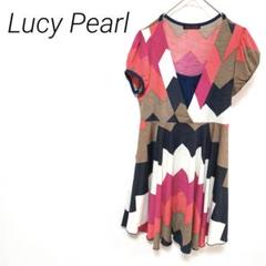 Lucy Pearl 半袖チュニック ジグザグパターン柄 中はタンクトップ風