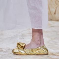 保存袋付き・美品】miumiu バレエシューズ ゴールド ビジュー 22.5
