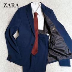 【美品】　ZARA ザラ　スーツ　スリーピース　セットアップ　ネイビー　Lサイズ ZARA - 美品! ZARA ザラ セットアップ スーツ ブルー Lサイズの