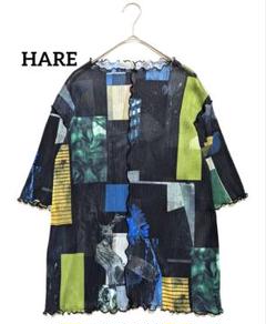 HARE アートプリントTシャツ　シアーシャツ　プリーツ　花柄　手洗い可能