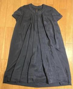 Drawer ドゥロワー 半袖 シルク ワンピース ネイビー