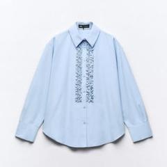 ZARA フリルシャツ ブルー