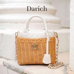 Darich ダーリッチ スクエアサマーバスケットバッグ ショルダー 白 かご