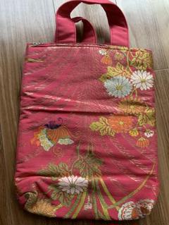 和装バッグ　浴衣　着物　菊　花柄　蝶柄　刺繍 ピンク 和装用バッグ　西陣織？