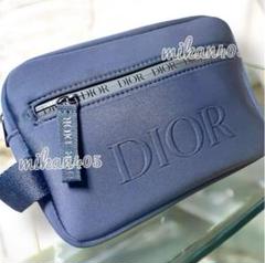ディオールDior 　ポーチ 　ネイビー/ブラック 新品 ディオール ノベルティ ポーチ バッグ ダブルジップ ミニ