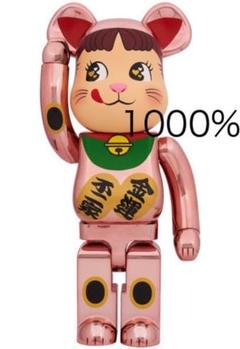未使用】招き猫 ペコちゃん 金運ダブル小判 桃金メッキ 1000％ ベアブリックのサムネイル