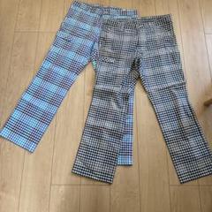 美品☆カッパ☆２枚セット ギンガムチェック メンズパンツ 青黒