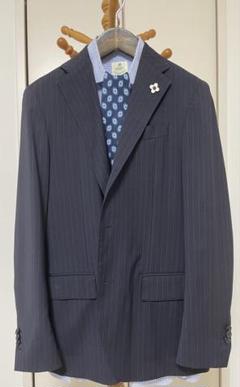 3千円値下げ‼︎ LARDINI ネイビーピンストライプ スーツ 46 高級ラルディーニスーツ46 ネイビーストライプ