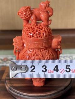 須賀正融 サンゴ香炉 珊瑚彫刻 須賀正融 サンゴ香炉 珊瑚彫刻