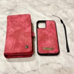 ⭐️ iPhone12 Mini 対応 ケース 11枚カード 分離可能 レッド