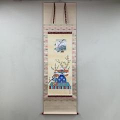 掛け軸 笠井恵堂 紅梅鳩図 絹本 希少 軸装 茶道具 掛軸 掛け軸 笠井恵堂 紅梅鳩図 絹本 希少 軸装 茶道具 掛軸 値下げ