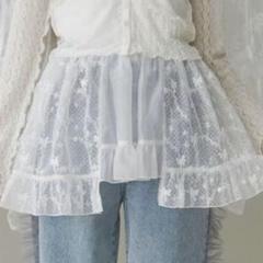 メリージェニー sheer lacy frill apron オフホワイト