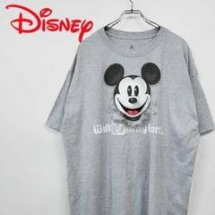 【90s 古着】ディズニー ミッキーマウス 両面プリント Tシャツ グレー