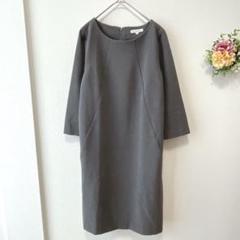 【セットプルミエ】　ワンピース　M グレー　 厚地　フォーマル　裏地　ポケット