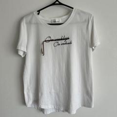 スコットクラブ　箔ロゴ異素材半袖tシャツ 白　新品 セール】箔プリントロンT（Tシャツ/カットソー）｜notch