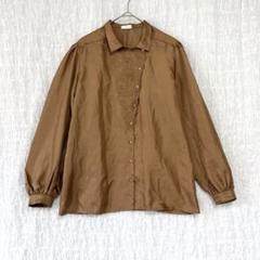 2791 東京ブラウス　刺繍　光沢感　艶　ヴィンテージ　ポリエステル　長袖シャツ