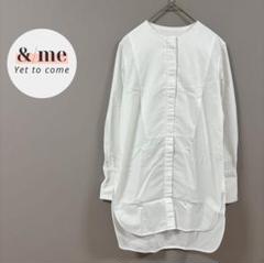 イネド ノーカラー シャツ ブラウス ホワイト ロング