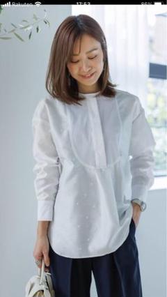 美品 アンプレガント anplegant ネイビー ブラウス ドット