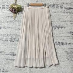 ユニクロ　ハイウエストシフォンプリーツスカート　ベージュ　Lサイズ　ロング