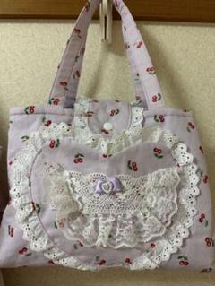 ハンドメイド作家様 さくらんぼ ピンクラベンダーカラー バッグ