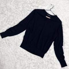 UNTITLED✨超美品　Vネックニット　リブ袖　ワールド　ブラック　（M）