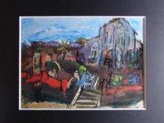 中川一政、【大浦天主堂】、希少な画集画、新品高級額 額装付、状態良好 中川一政、【大浦天主堂】、希少な画集画、新品高級額 額装付