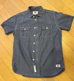 Dickies 半袖　ワークシャツ　L ディッキーズ　スリム　シャンブレー　古着