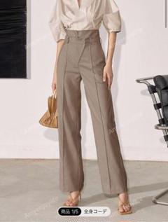 【美品】シーイン ハイウエスト スラックス 美脚 パンツ オフィス ベージュのサムネイル