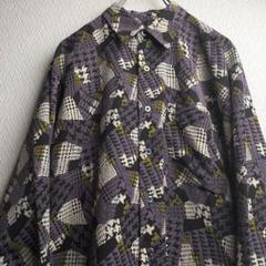 古着 レトロ シャツ 総柄 柄シャツ ガラシャツ 長袖