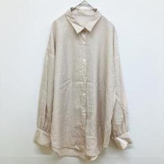 グローバルワーク ストライプ 長袖 シアーシャツ オーバーサイズ 【F】 ピンク