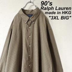 希少 古着 香港製 90's ラルフローレン チェック シャツ ビッグシャツ