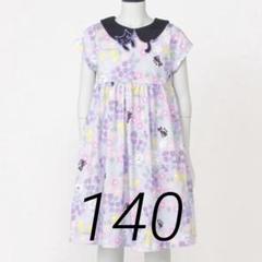 専用☆ 【新品】アナスイミニ　袖チェックカットワンピース　パープル　140 専用☆ 【新品】アナスイミニ 袖チェックカットワンピース