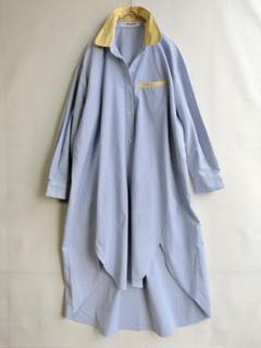美品　パーソンズ　レディース　ロング　シャツ　コート　M ストライプ　春夏　襟立