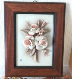 ➇capodimonte カポディモンテ陶花 バラ イタリア製 輸入雑貨 置物 陶花 ローズ バラ 陶器