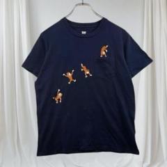 【希少】グラニフ × おさるのジョージ コラボTシャツ ネイビー Sサイズ 刺繍