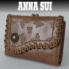 アナスイANNA SUI 3折財布 キャメル アンジェリーナ がま口小銭入れ付き アナスイANNA SUI 3折財布 キャメル アンジェリーナ がま口小銭