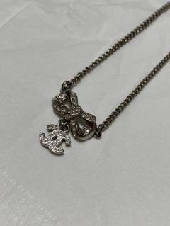 CHANEL リボンネックレスシルバー美品