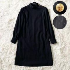 未使用級　現行　CELINE 膝丈　ワンピース　トリオンフ　金ボタン　黒　S
