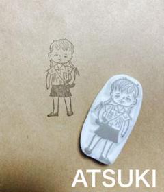 消しゴムはんこ。おさげの女の子のサムネイル