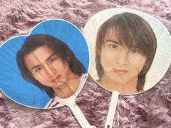 KinKi Kids 堂本光一堂本剛　レアハート型うちわ　8枚セット KinKi Kids - KinKi Kids キンキ 堂本剛 堂本光一 うちわ セット