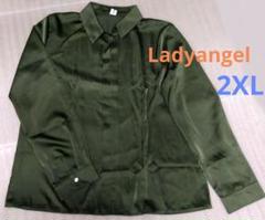 週末限定❗️Ladyangel サテン 長袖シャツブラウス プルオーバー 2XL