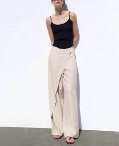 もも！　ZARA リネンブレンド パレオスタイル パンツ S ZARA】リネンブレンド パレオスタイル パンツ | 1689/020 ボトムス