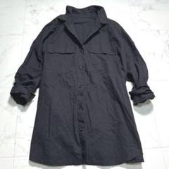 【洗える】ラウンジドレス　コットンオーバーシャツ　ブラック　黒
